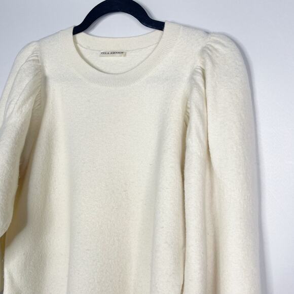Ulla Johnson Medium M Cream Viviana Merino Wool Puff Sleeve Knit Sweater Dress - Picture 3 of 13